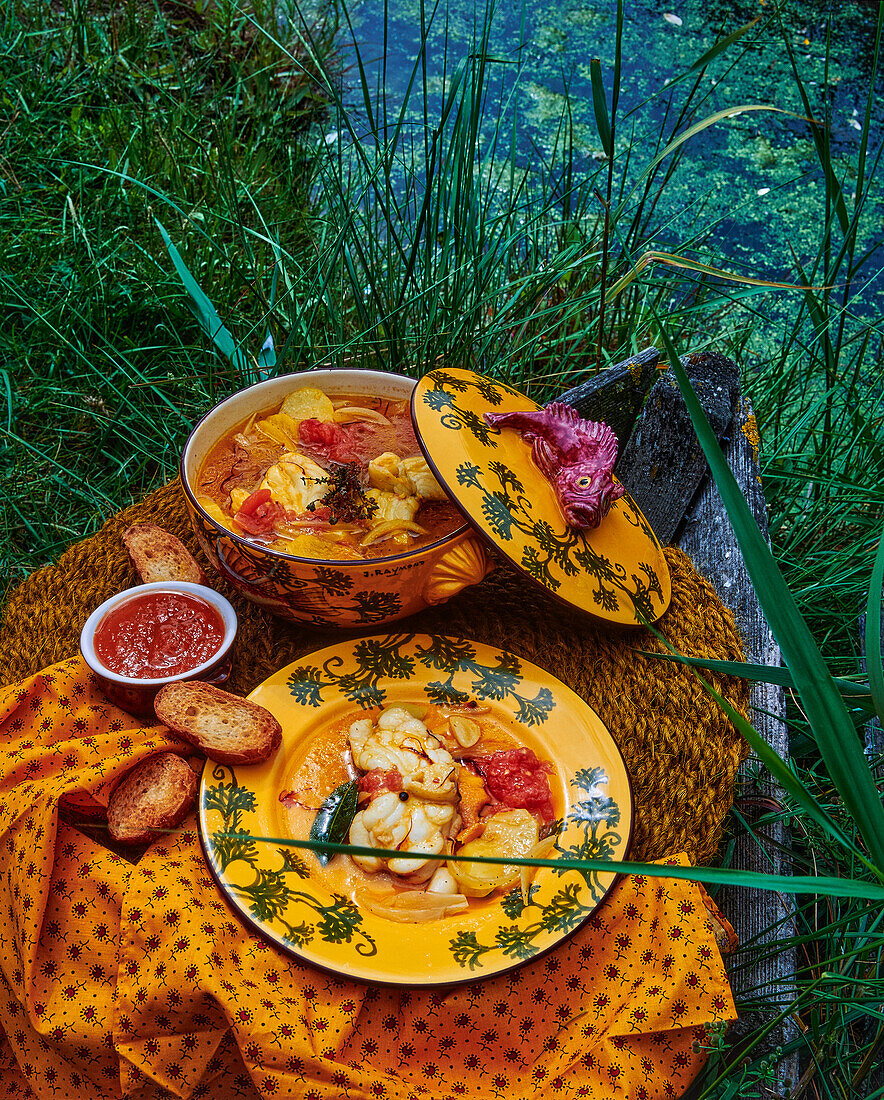 Bouillabaisse mit Seeteufel ( Camargue, Frankreich)