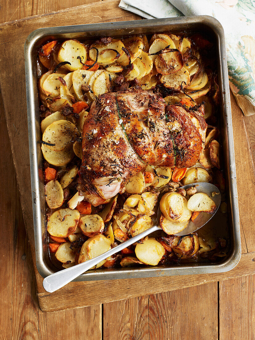 Lamb with potatoes and carrots