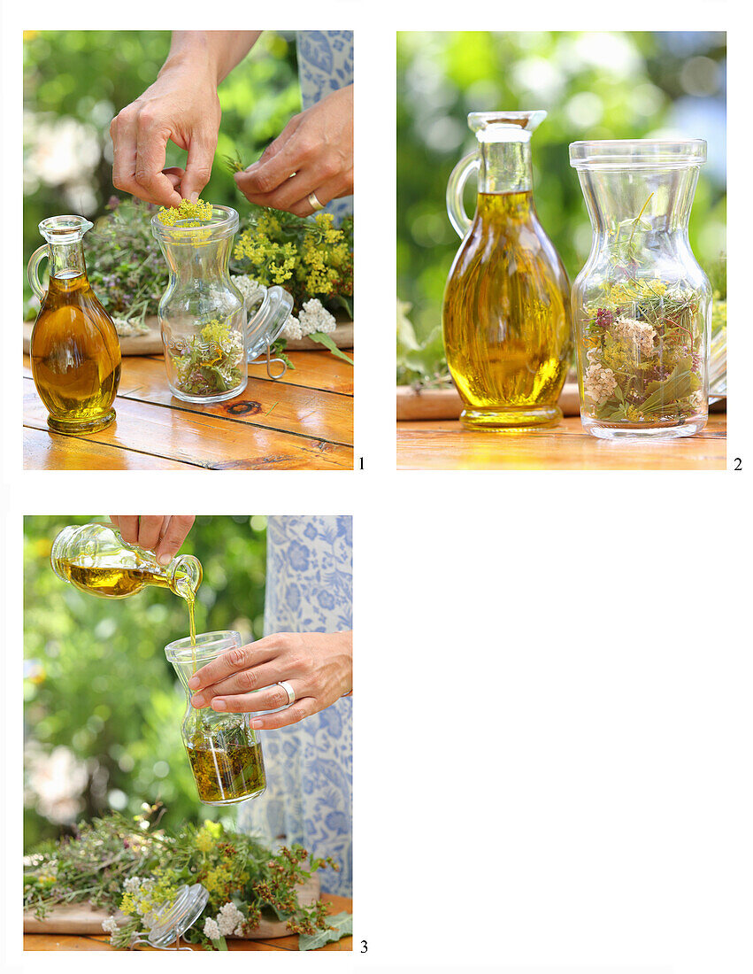 Making infused massage oil from Alpine herbs