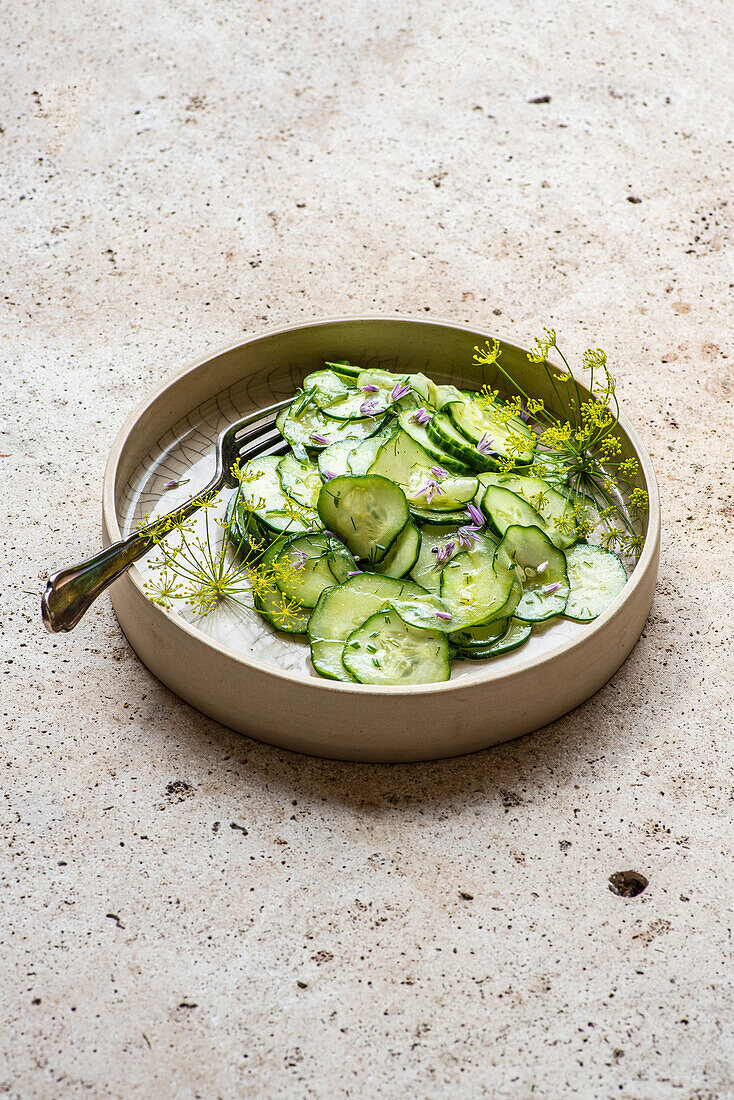 Cucumber Herb Salad in a bowl