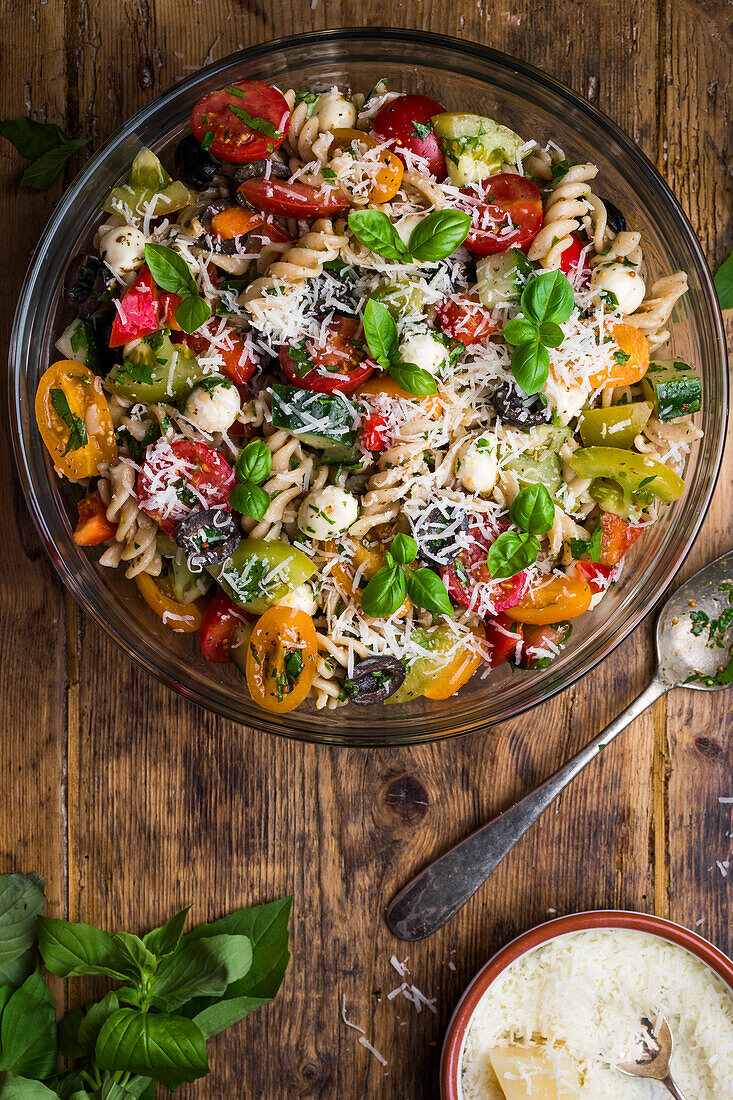 Italian pasta salad in a large bowl