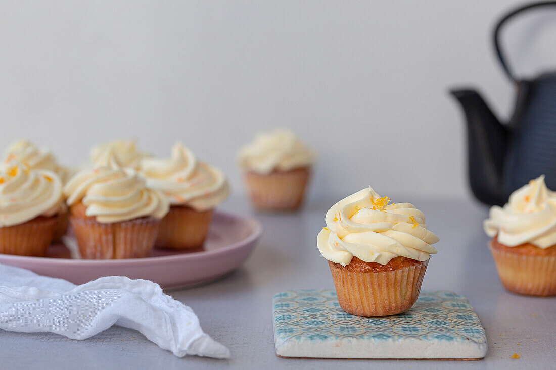 Orange Cupcakes with Mascarpone Icing.