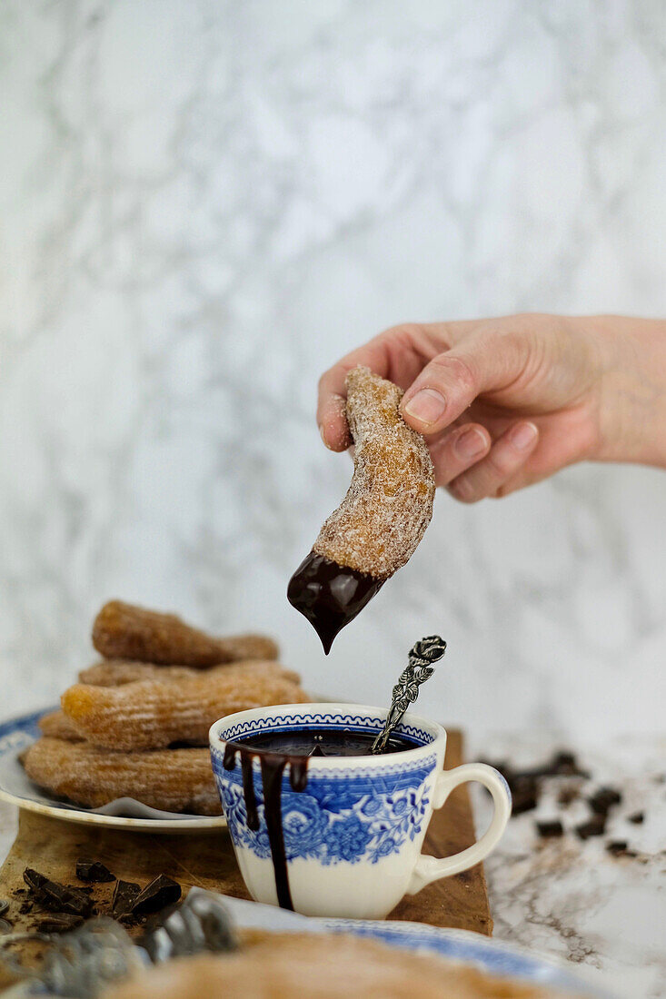 Churros with chocolate sauce