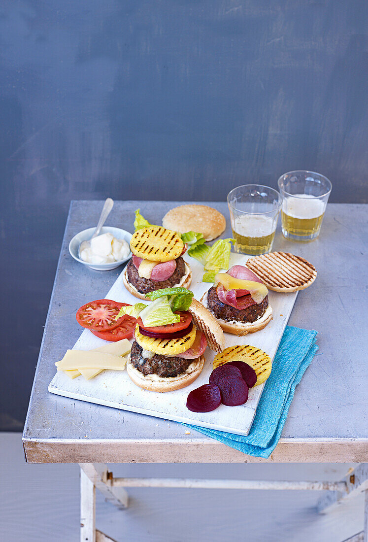 Aussie burger with pineapple and beets