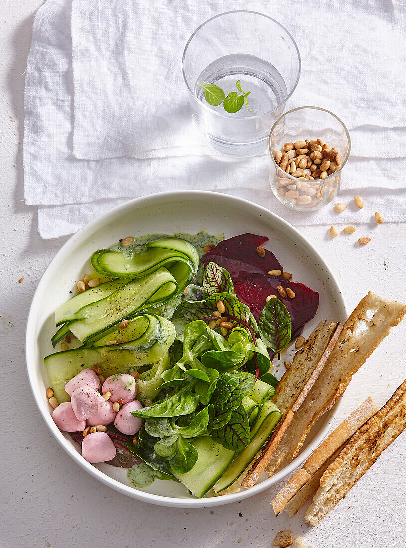 Crunchy cucumber and beetroot salad
