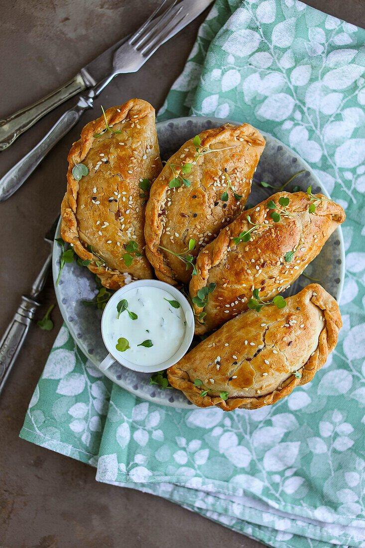 Samosas with meat filling