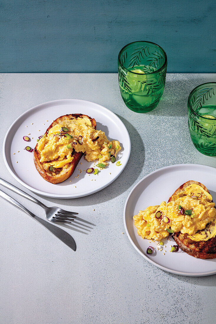 Scrambled eggs with miso and coconut