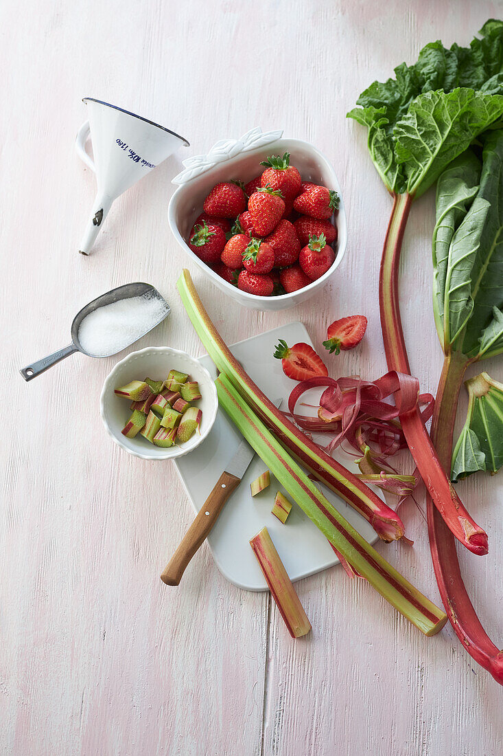 Rhubarb and strawberries