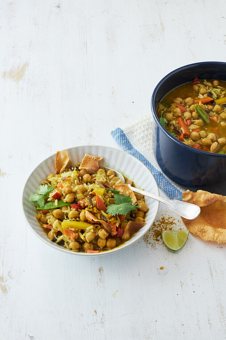 Quick chickpea stew with frozen vegetables
