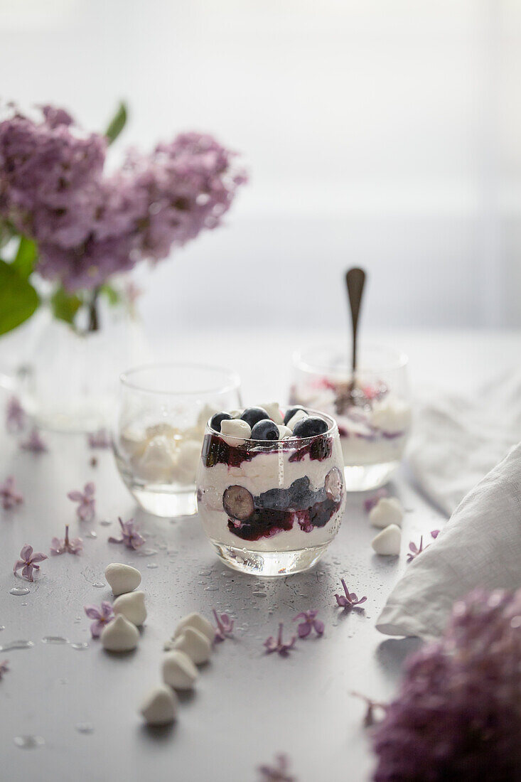 Eton Mess with blueberries