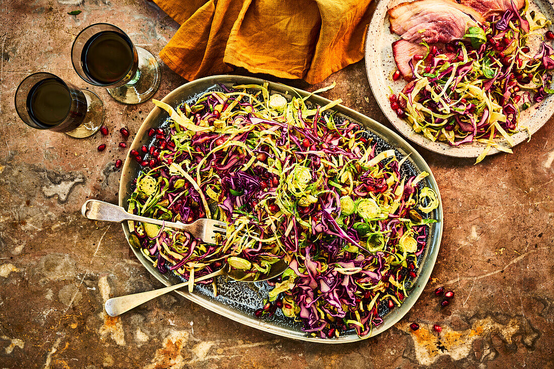 Jewelled coleslaw with pistachios