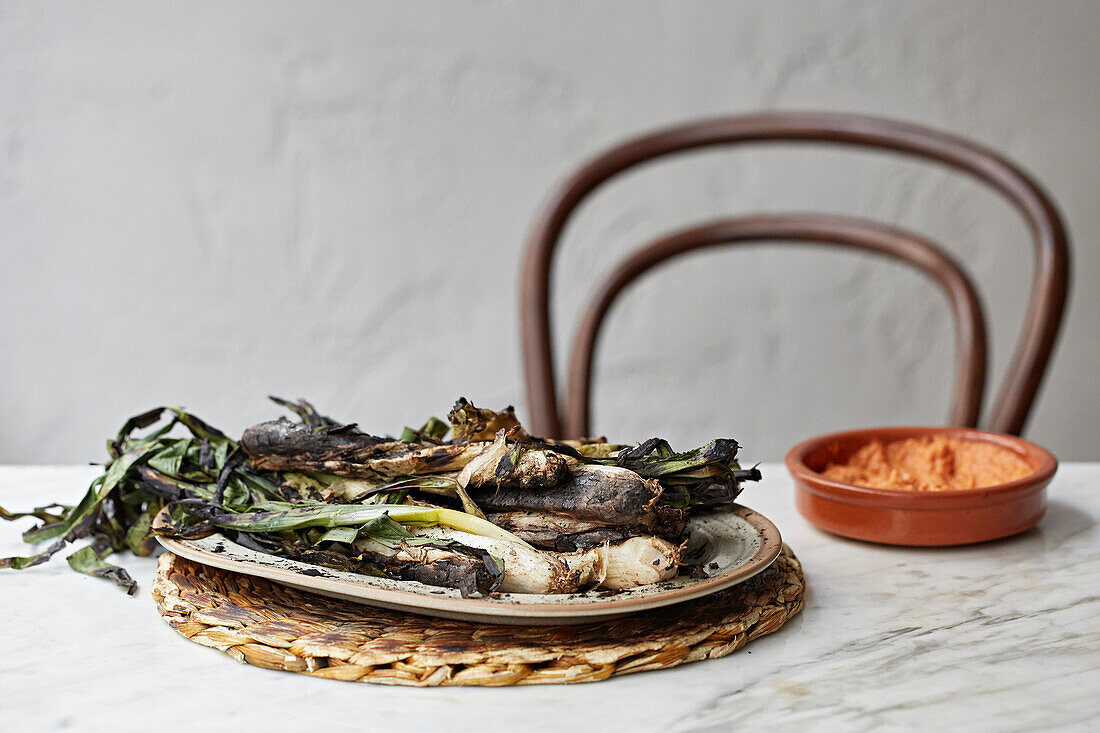 Calçots (Grilled green onions, Spain)