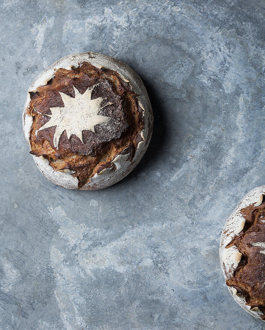 Chestnut bread on a grey surface