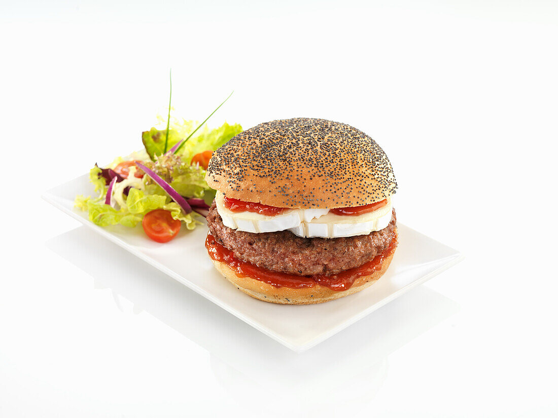 Beef burger with goat cheese