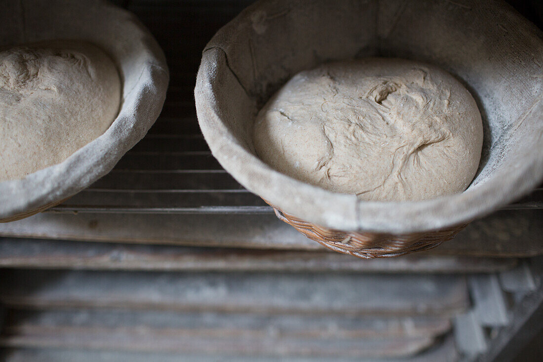 Bread dough in a basket