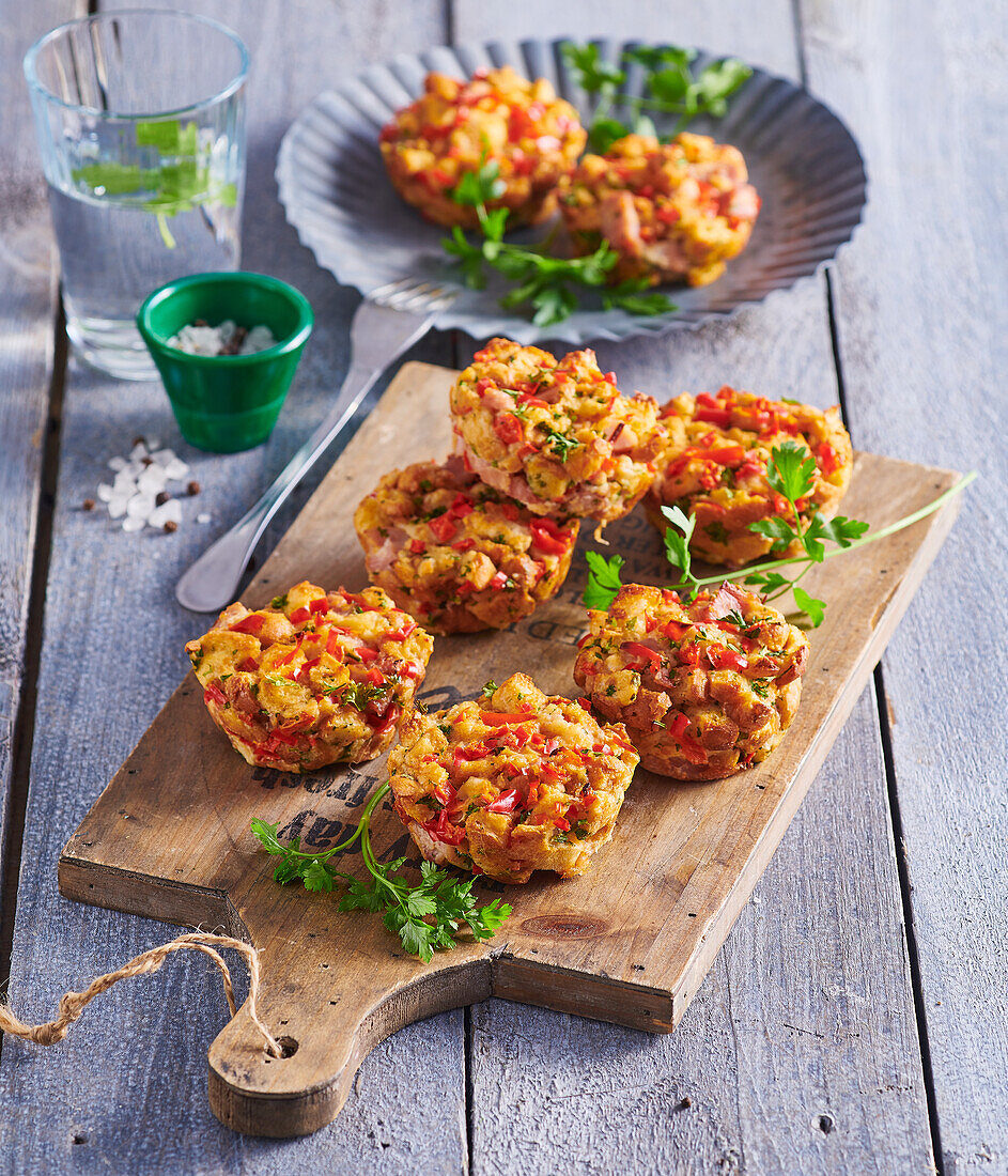 Stuffing muffins with peppers