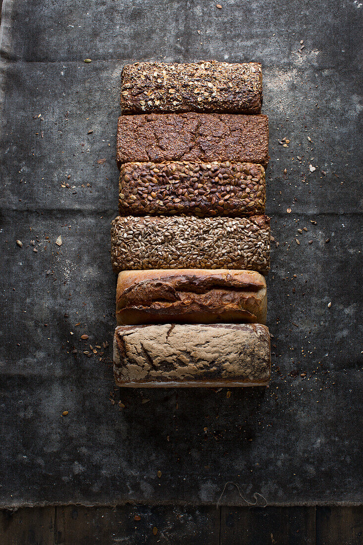 Various loaves in a row