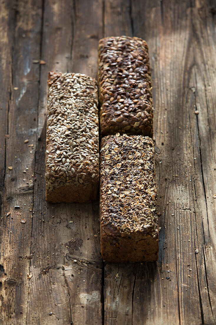 Three loaves with grains