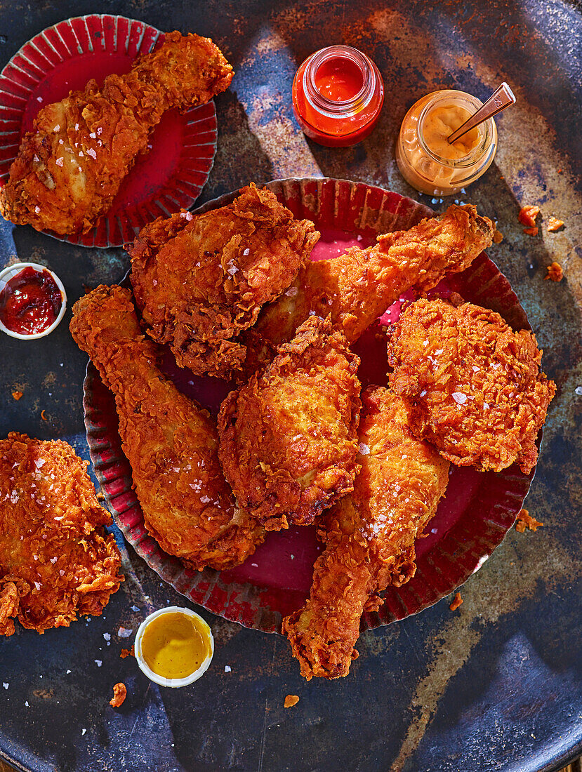 Breaded deep fried chicken pieces