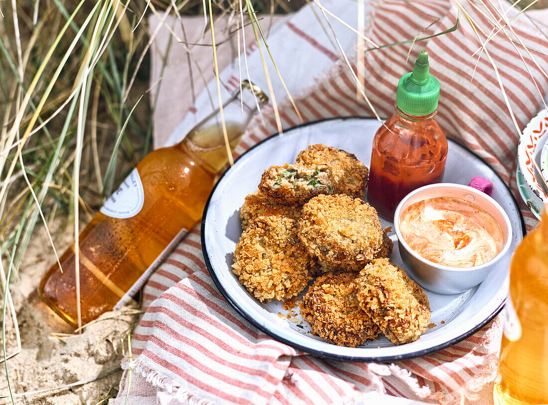 Crab croquettes with Sriracha mayo dip