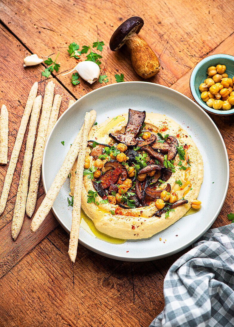 Hummus mit Pilzen