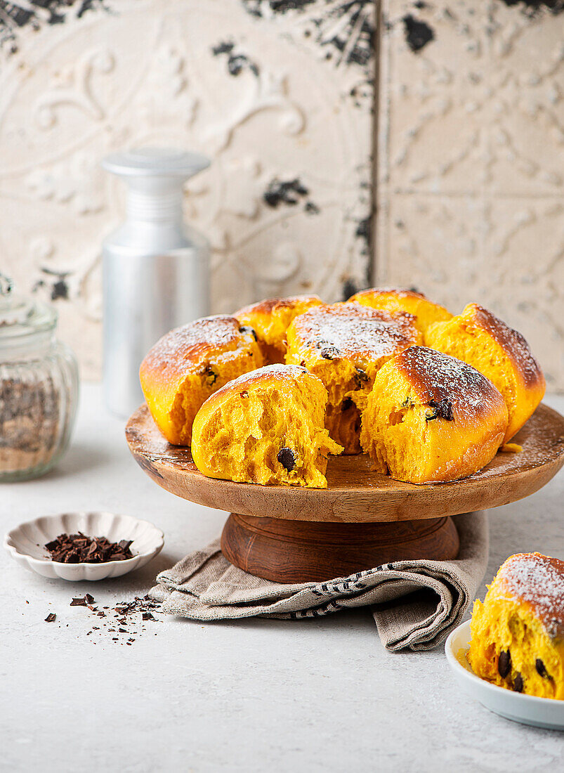 Pumpkin roll with chocolate chips