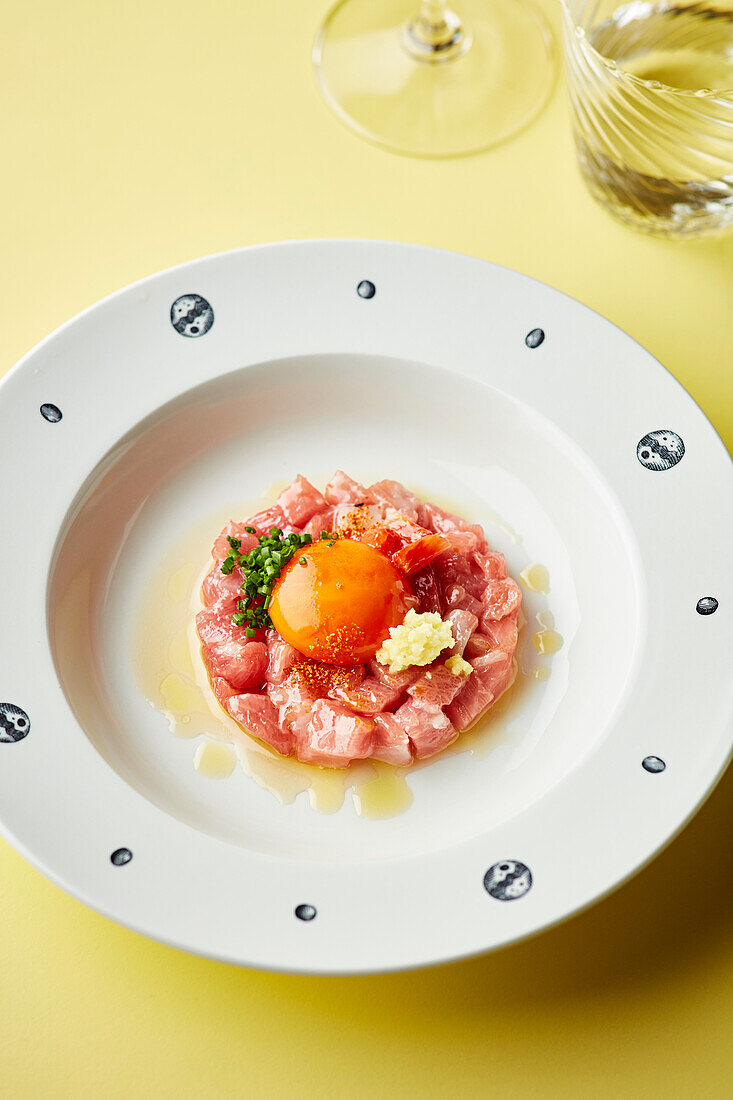 Tuna tartare on a plate