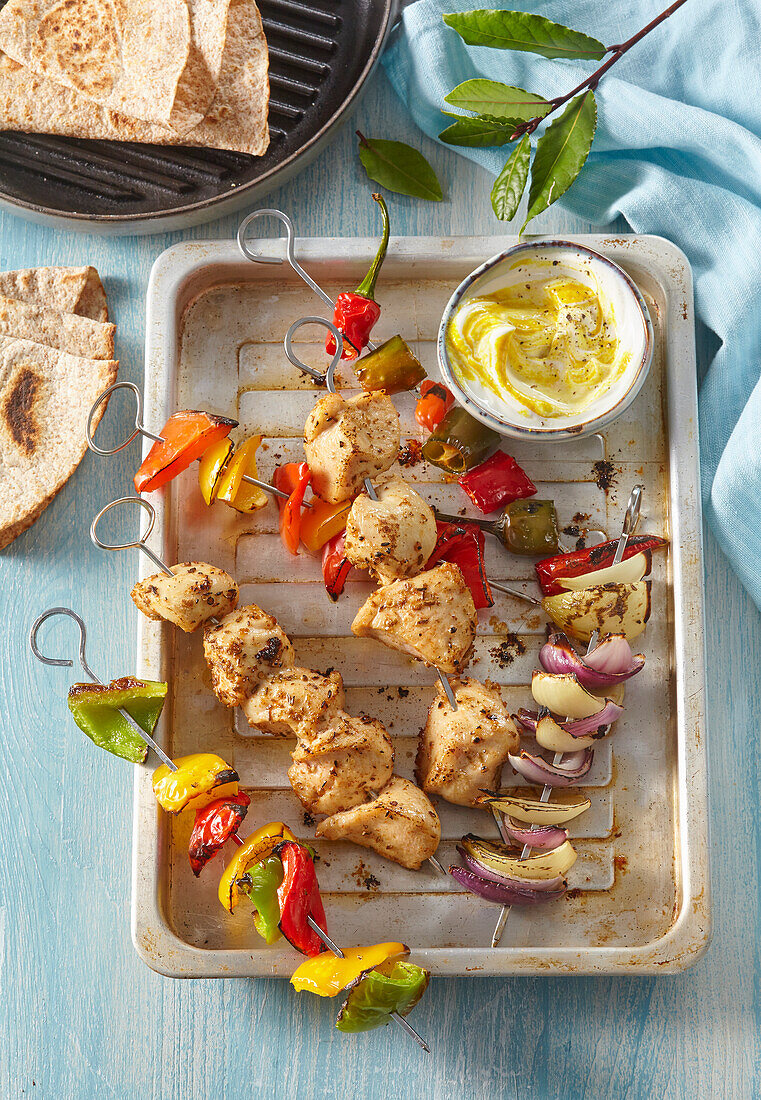 Fajitas chicken and vegetable skewers