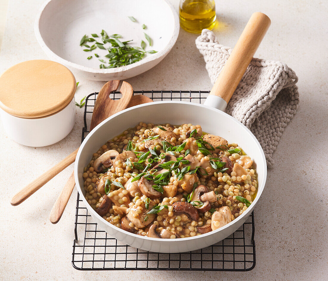 Pearl couscous with mushrooms