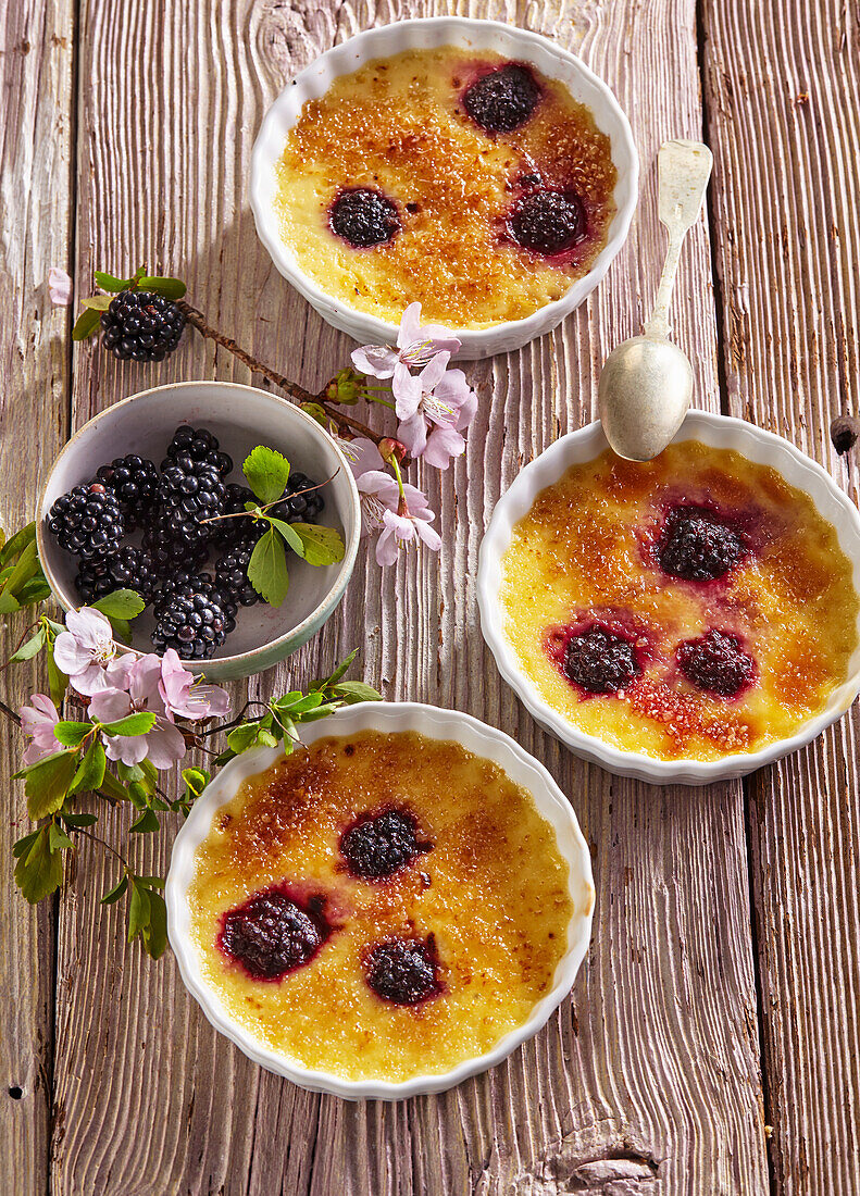 Brombeer-Creme-Brûlée