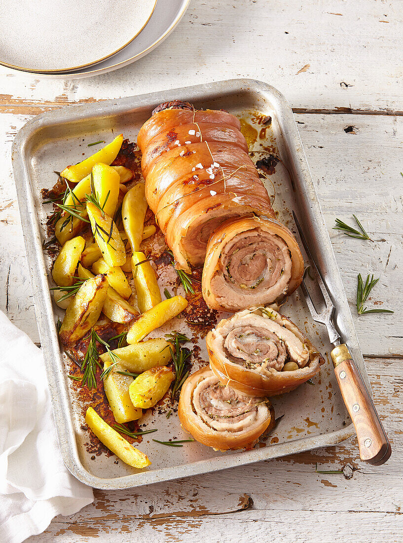 Italian porchetta with potatoes