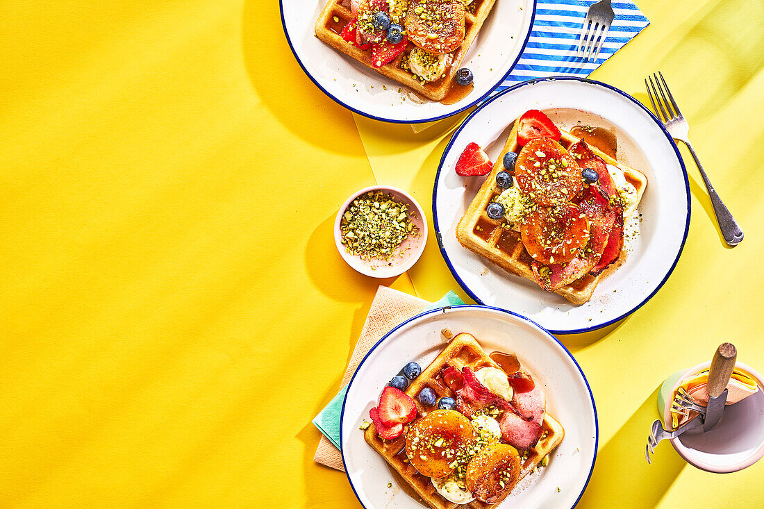 Waffles with summer fruits