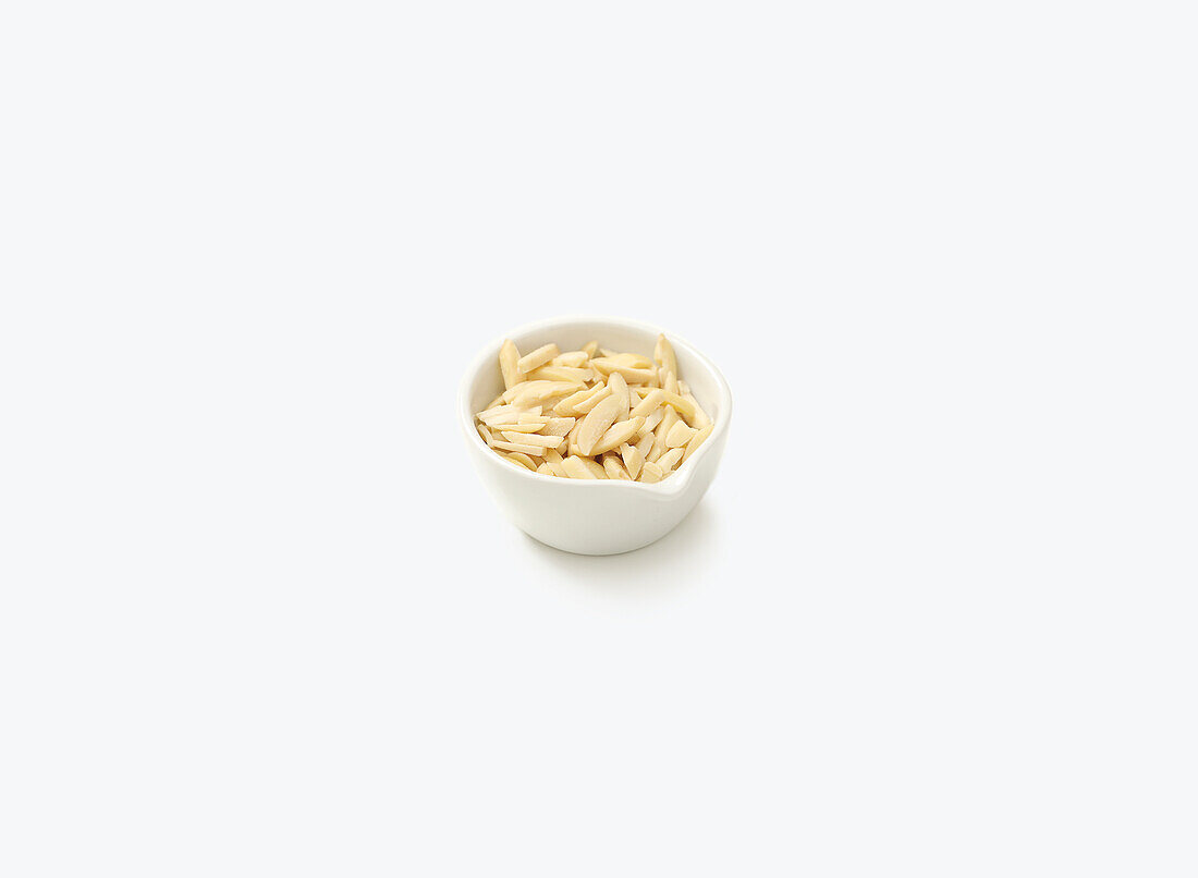 Slivered almonds in a small bowl