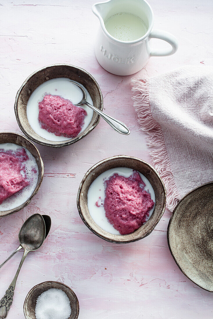 Finnish porridge made with aronia berries and apple juice