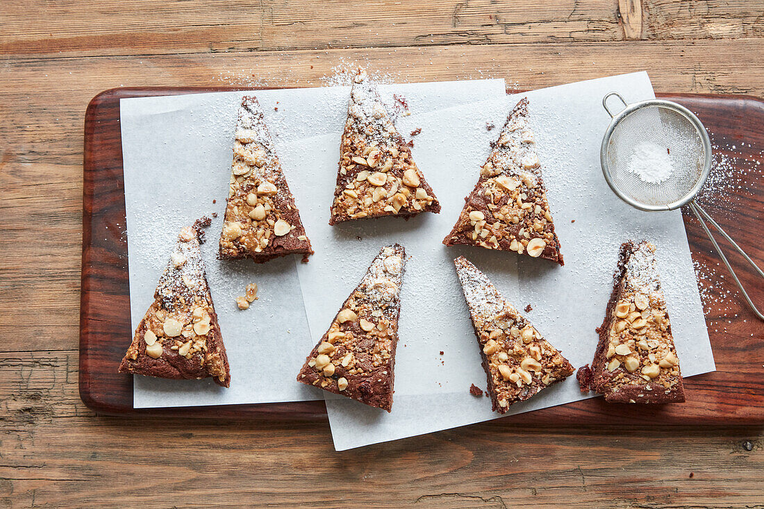 Brownies in the shape of a Christmas tree