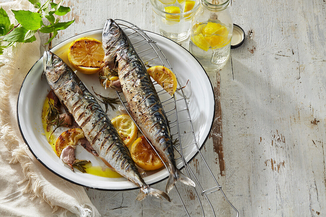 Grilled rosemary mackerel