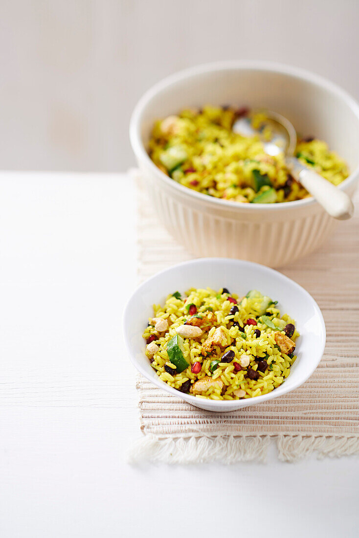 Indian rice salad with chicken