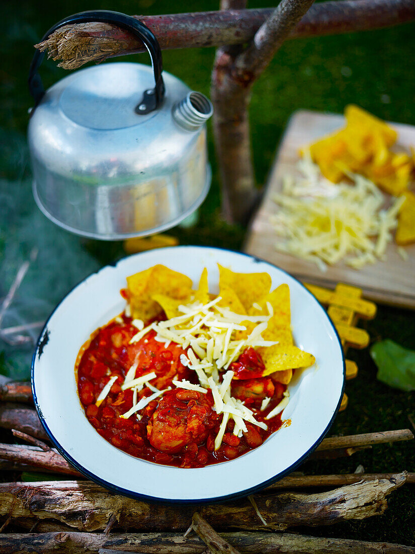 Cowboy-Hähnchen-Bohnen-Eintopf