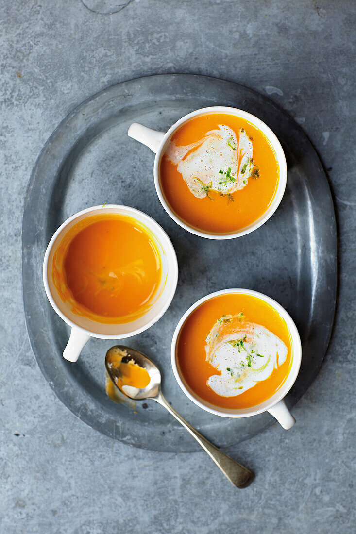 Sweet potato soup with ginger and lime
