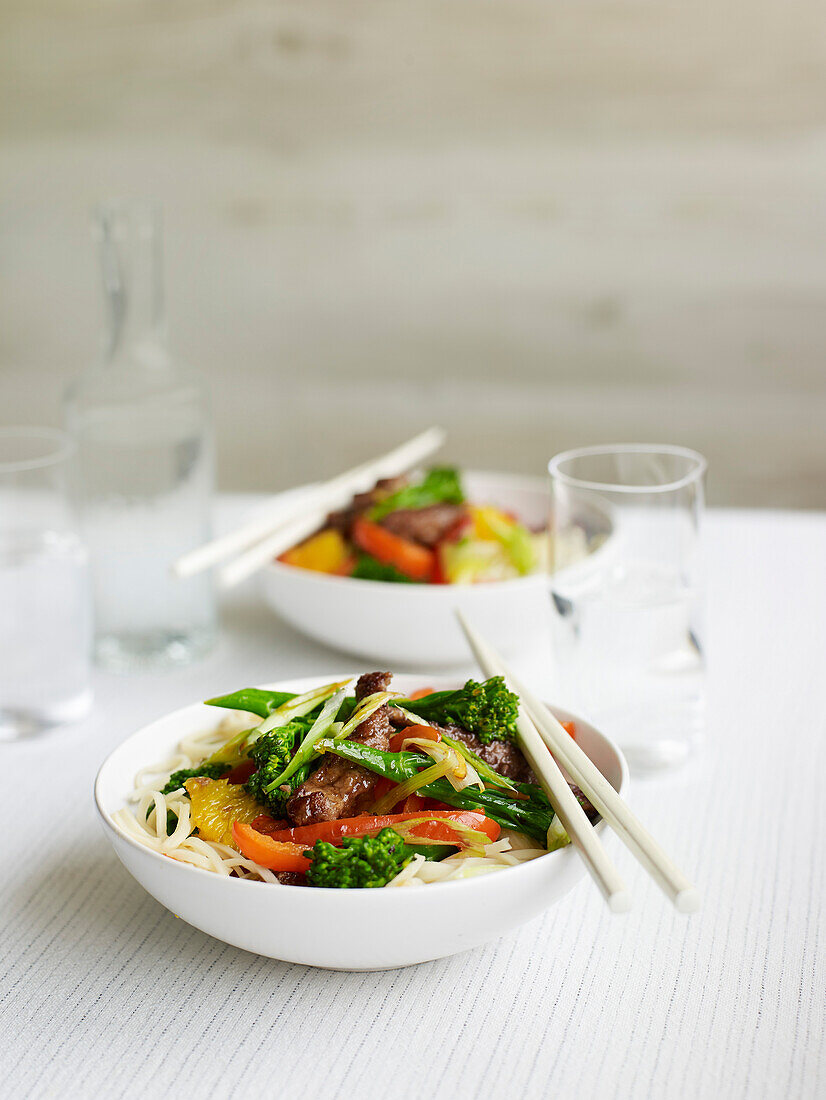 Orange Beef stir-fry with vegetables