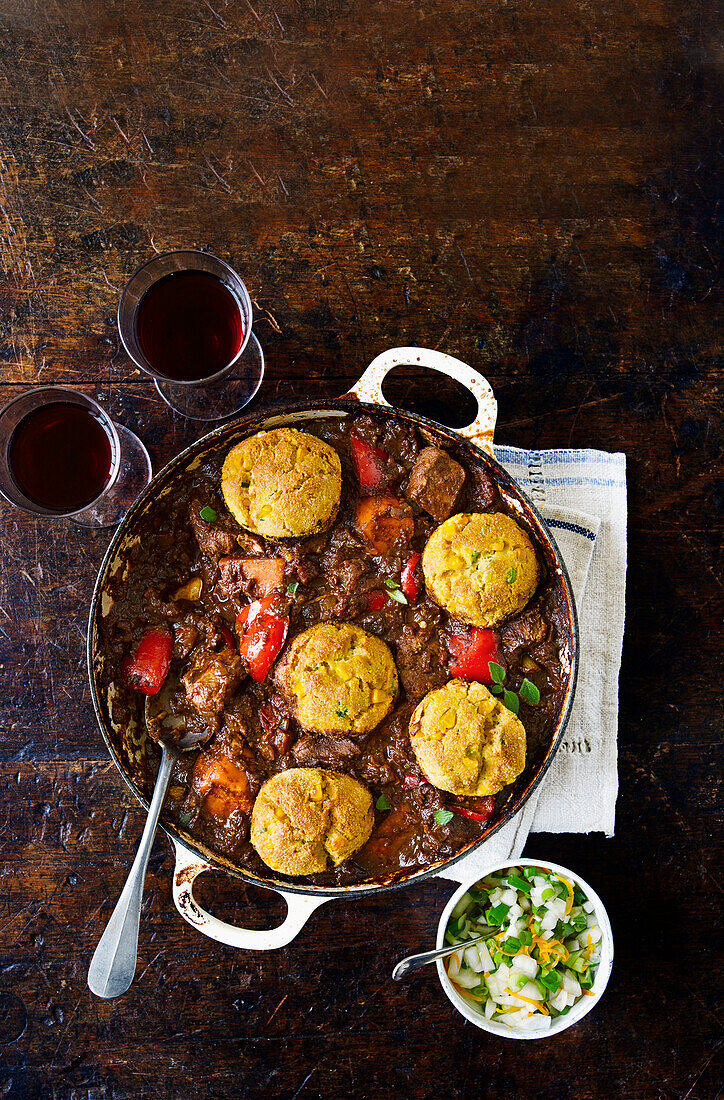 Pork Stew with cornbread dumplings