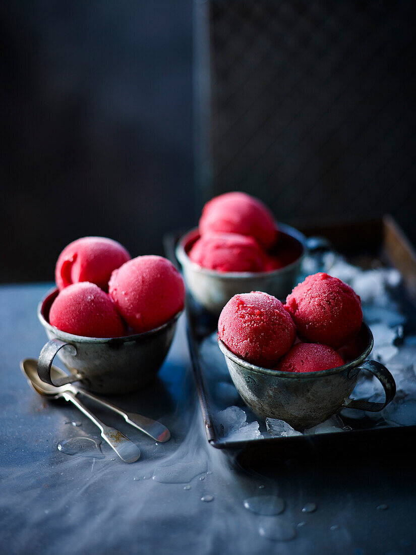 Berry vodka ice cream with lime