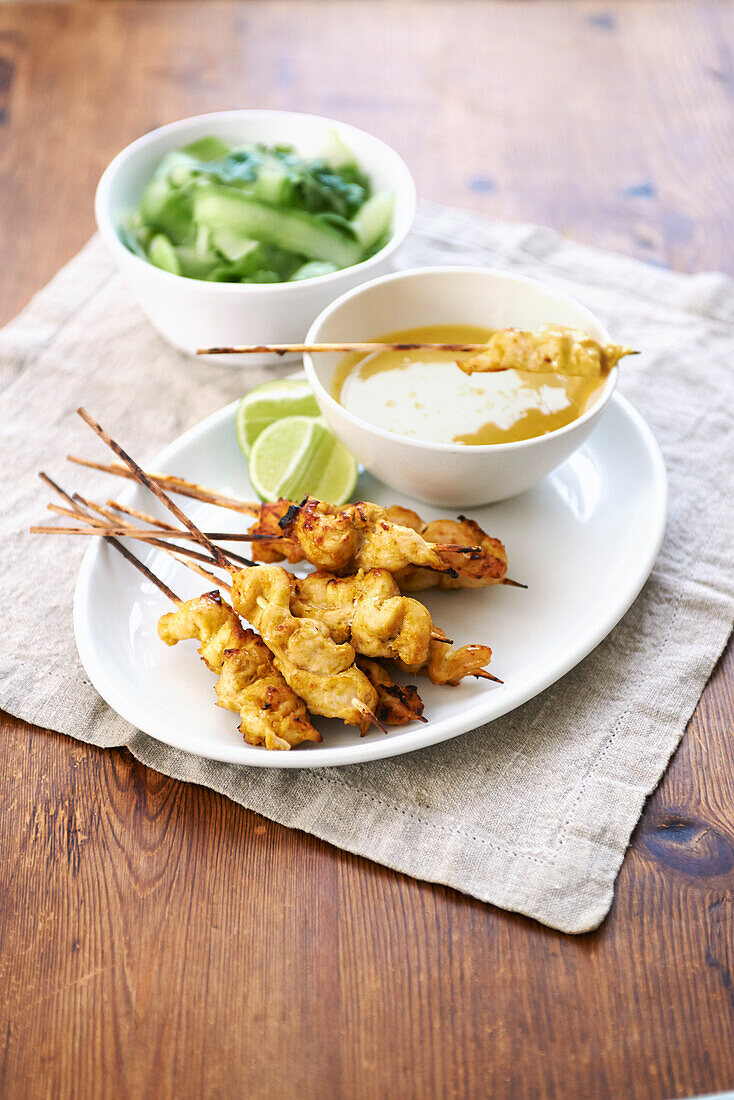 Chicken satay with a dip