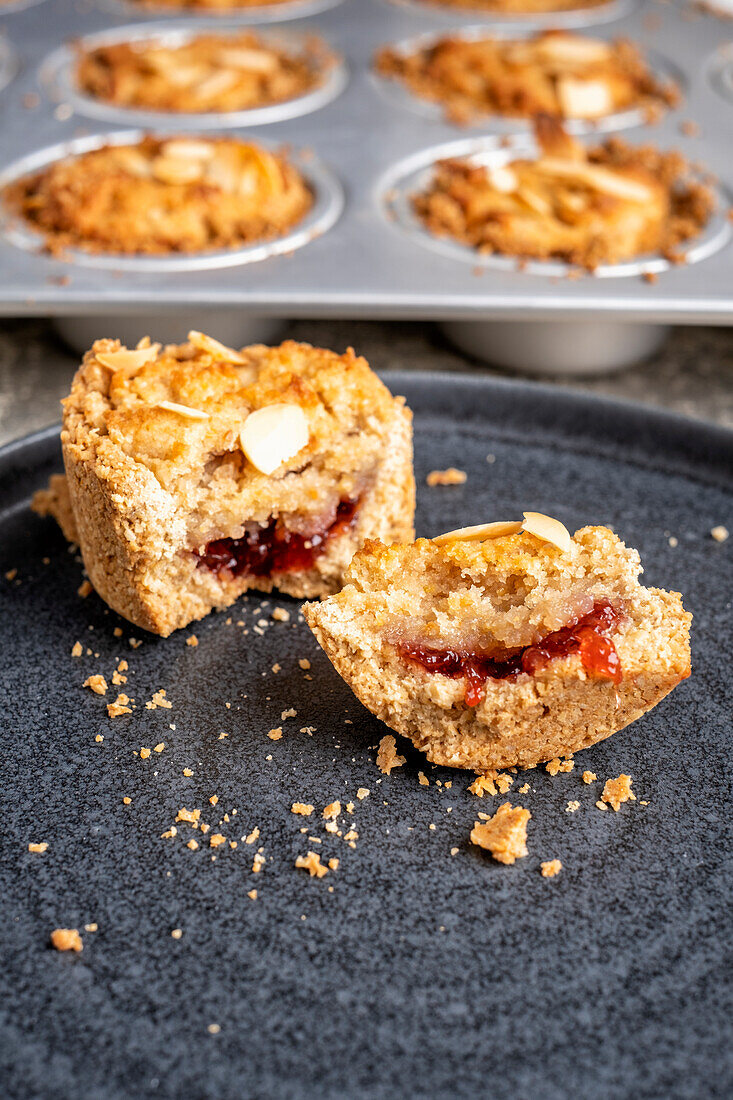 Gluten-free mini raspberry bakewell tartlets