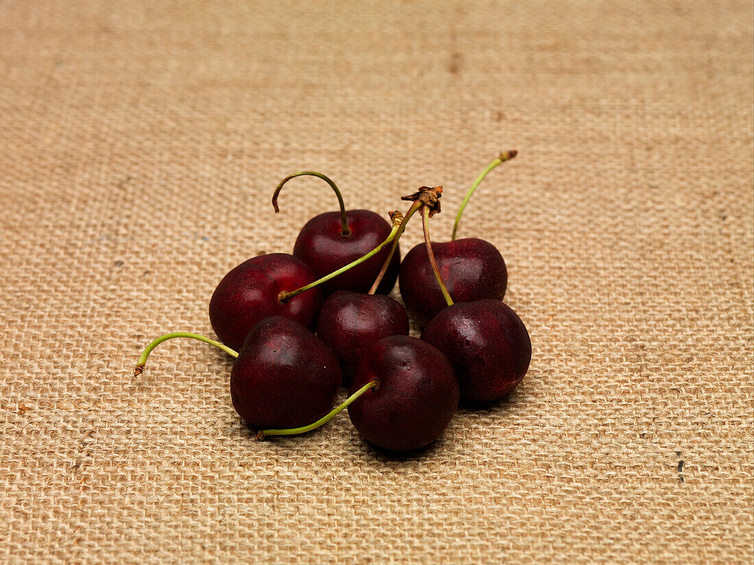 Colney cherries on burlap