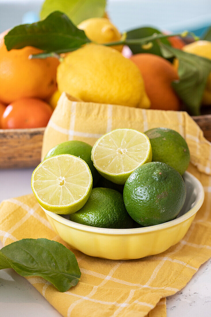 Fresh limes and citrus fruit