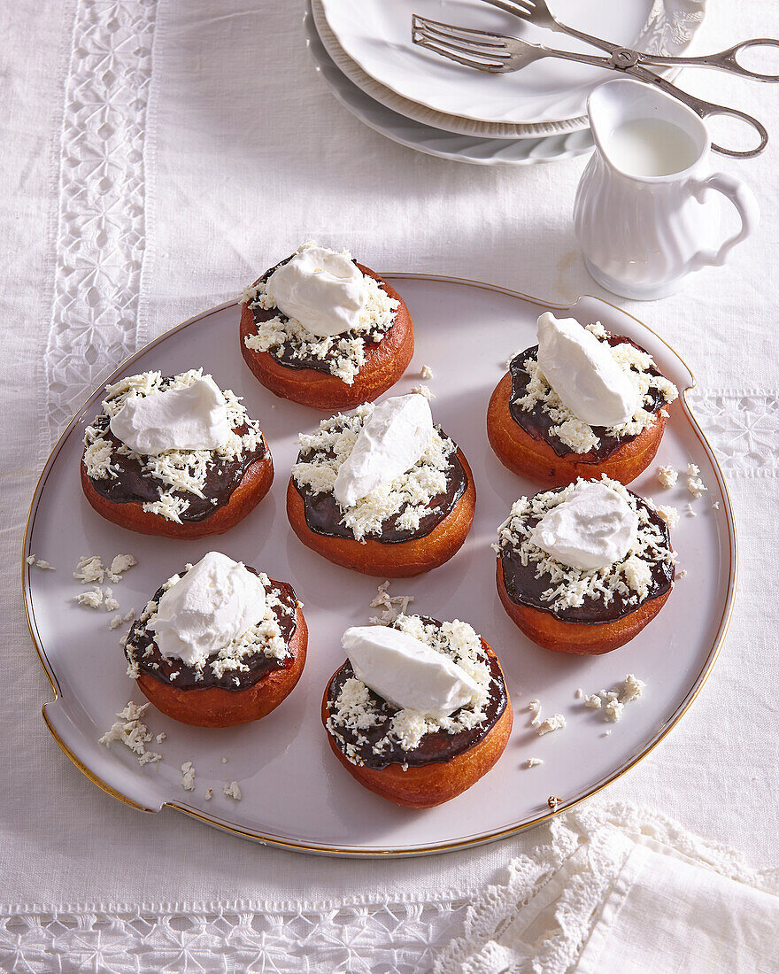 Bavarian style doughnuts with plum butter