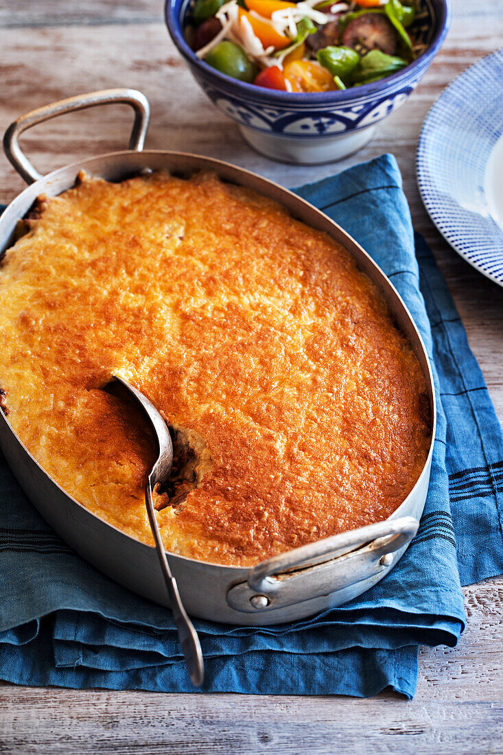 Moussaka (Gratin mit Hackfleisch und Kartoffelpüree, Griechenland)