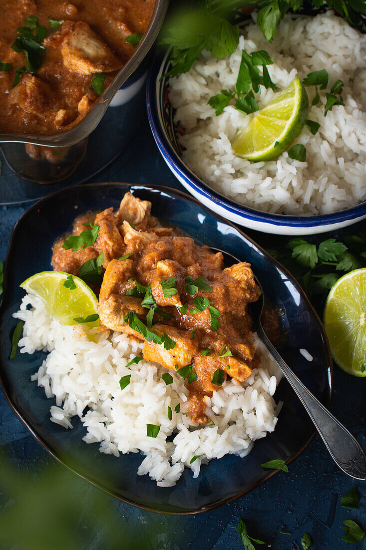 Chicken with rice, lime, and cilantro