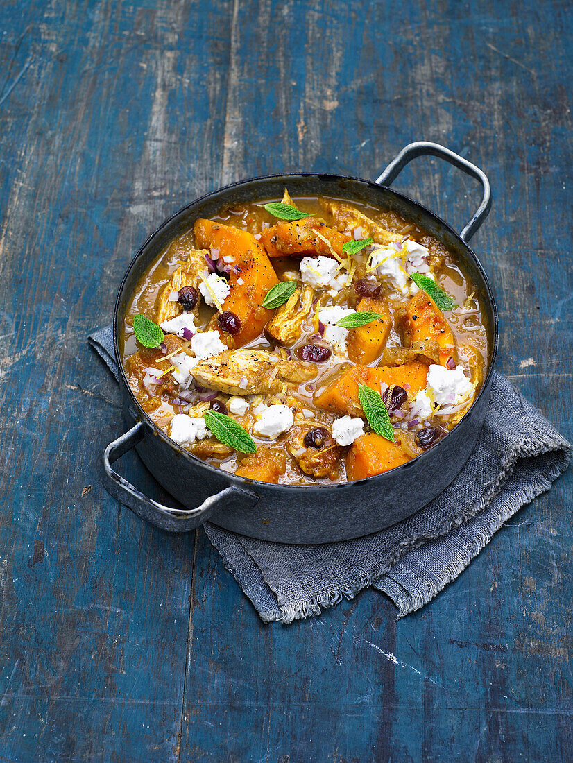 Moroccan chicken stew with pumpkin and olives